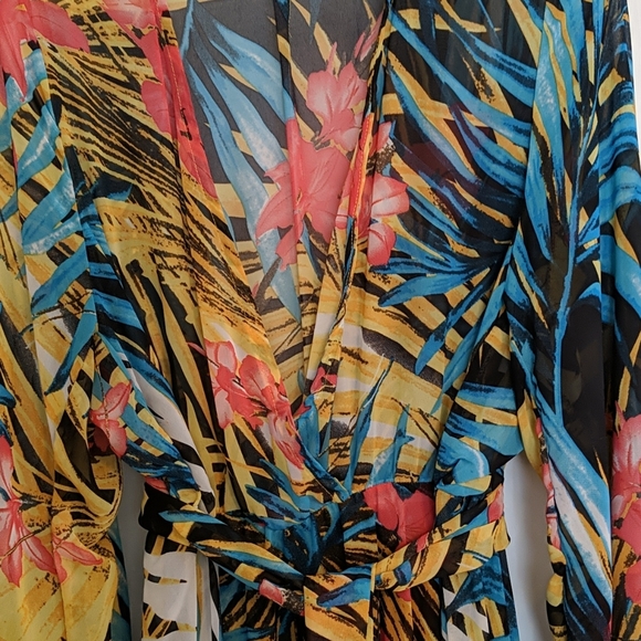 Tropical print sheer ankle length dress - Picture 3 of 4